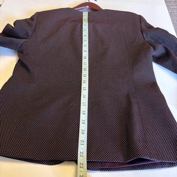 Ann Taylor Crewneck Jacket Burgundy Pindot Size 4 - Picture 7 of 8
